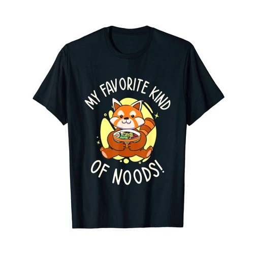 My Favorite Kind Of Noods Cute Red Panda Eating Ramen Noodle Japanese Food T-Shirt