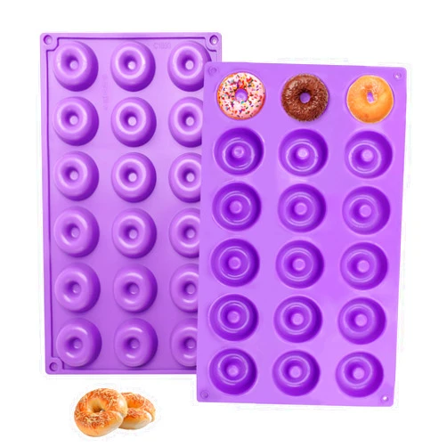 Tongker Set of 2 Mini Doughnut Molds, 18 Cavity Donut Pans, Non-Stick Food Grade Silicone Pan for Mini Donuts Making