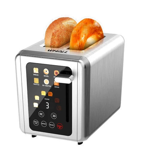 WHALL® Touch Screen Toaster 2 Slice, Stainless Steel Digital Timer Toaster, 6 Bread Types & 6 Shade Settings, Smart Extra Wide Slots Toaster With Bagel, Cancel, Defrost Functions