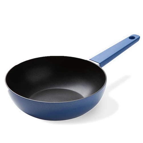 Dr.HOWS Allday Nonstick Wok Pan 9.5 Inch Stir-Fri Pan with Bakelite Handle, PFOA/PFOS Free, Works on Gas, Induction, Ceramic, Halogen, and Electric, Bijou Blue