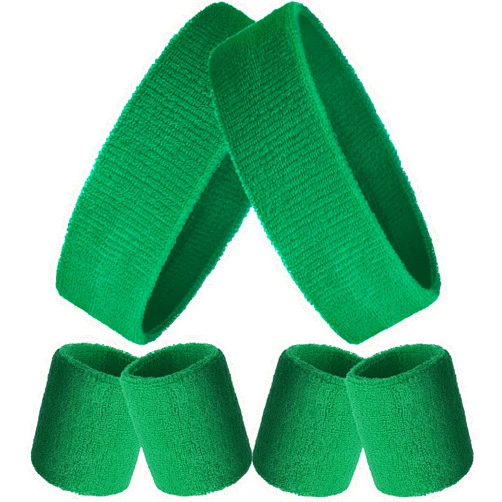 Bememo 6 Pcs Neon Sports Sweatbands Set Paris Sports Competitions Sweatbands 2 Headband 4 Wristbands Breathable Terry Cloth Athletic Bands for Basketball Tennis Costumes Cosplay