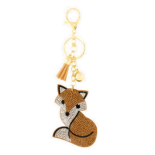 Honbay 1PCS Rhinestone Fox Keychain Sparkling Cute Animal Key Ring Decoration in A Box for Bag Purse Wallet Handbags Backpack