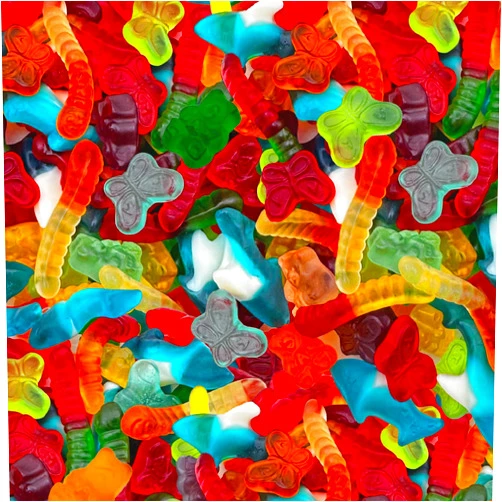 SUNNY ISLAND Gummy Candy Mix - Blue Sharks, Bears, Worms, Butterflies - 2-Pound Bag - Party Favors