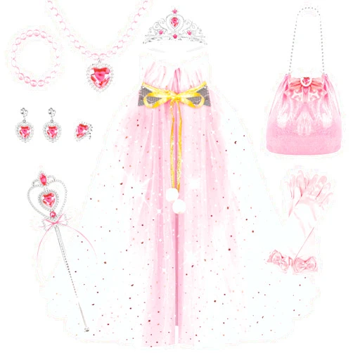Korlon Tec Princess Dress Up for Girls 4-6, 11 Pcs Princess Costume Set with Princess Cape, Dress Up Clothes for Girls 4-6
