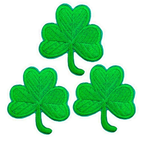 FEIDICK 3 PCS 2.2 Inches Irish Clover Embroidered Patches for Clothes,Lucky Shamrock Self Adhesive Stick on Or Sew On Patch for Jacket Jeans Hats Shoes Bags Coat.
