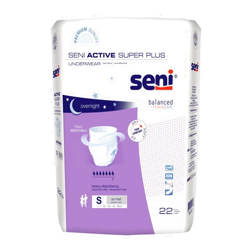 Seni Active Super Plus Disposable Underwear Pull On with Tear Away Seams Small, S-SM22-AP1, Heavy, 22 Ct