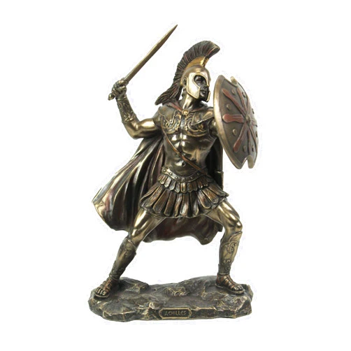 Veronese Design 9 5/8 Inch Greek Hero Achilles Battle Stance Cold Cast Resin Antique Bronze Finish Statue Home Decor