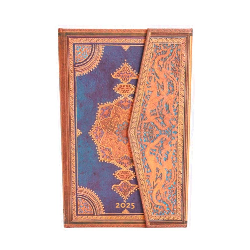 Paperblanks Safavid Indigo 12-Month Calendar 2025 Mini Horizontal with Folding Envelope