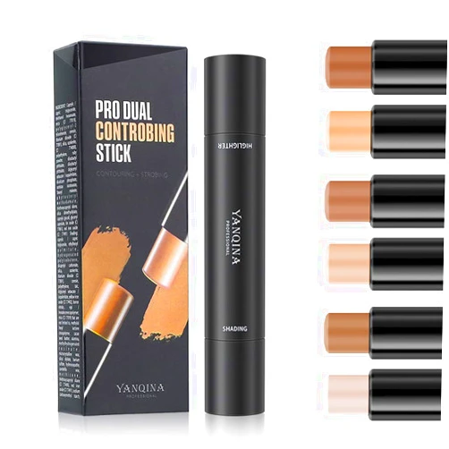 MEICOLY Cream Contour Stick Trio,Bronzer Highlighter Stick,2 in 1 Double Head Facial Repair Concealer Stick,3D Body Makeup Shading Trimming Stick,Smooth Gliding Face Illuminator Makeup,6 Colors