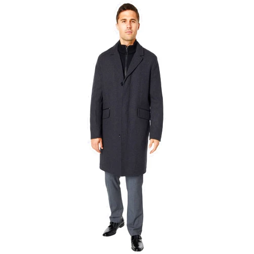 Cole Haan Men's Classic Wool Twill Topper with Knit Water Resistant Bib