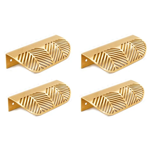 RZDEAL Solid Brass Cabinet Handles Brushed Gold Leaf Knobs and Pulls for Dresser Drawer Handles Edge Pulls,4-5/8