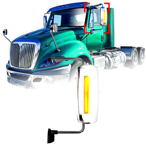 High Soar Chrome Door Mirror Assembly for International Prostar ‖ Heated Side Mirror for 2002-2018 International Prostar, Driver/Left Side