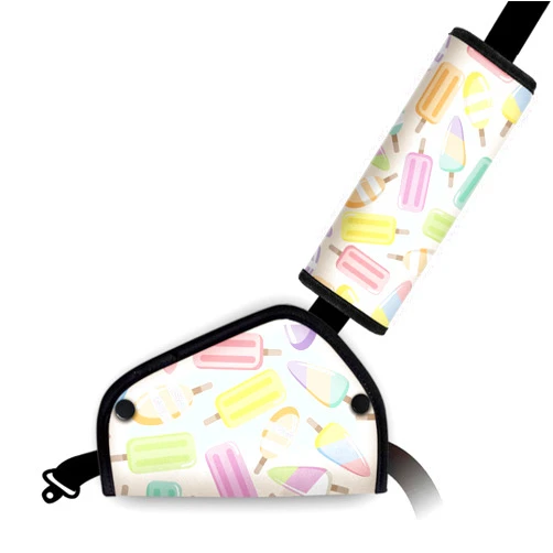DreamsLink.LC Comfy and Soft Kids' Seat Belt Adjuster and Cover Pad, Kids' Seatbelt Cushion, Seat Belt Holder for Kids, Car Seat Strap Covers, Anti-Strangulation Neck Protection, Ice Cream