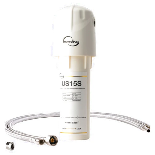 iSpring US15SL Under Sink Water Filter System, Chlorine and Lead Reduction Kitchen Sink Water Filter for City Water, Up to 10K Gallons Direct Connect Water Filter for Sink, BPA-Free, 10” x 2.5