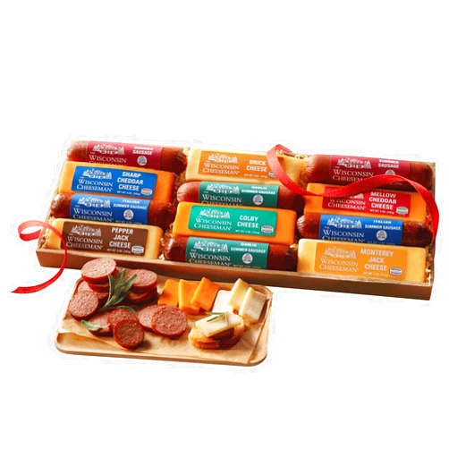 The Wisconsin Cheeseman 12-Star Lineup - 3 lbs. 12 oz. Gift of Gourmet Summer Sausage Meats and Cheeses, Perfect for Charcuterie Boards, Holidays, and Thank You Gifts for Adults, Men, and Women