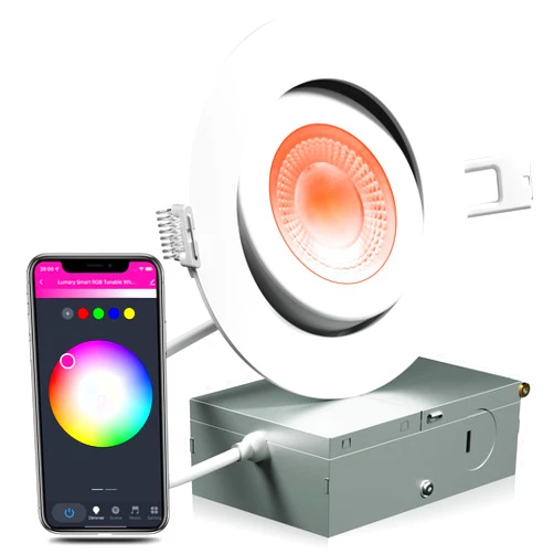 Lumary Smart Gimbal WiFi Recessed Lights 4 Inch 9W 2700K to 6500K Work with Alexa and Google Assistant ETL Certified IC Rated 1 Pack