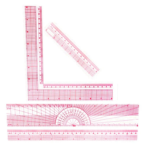 Pelopy 4 Pieces Clear Plastic Ruler Grid Transparent Ruler Plastic Straight Measuring Tool Set for Clothes Design Sewing(6 Inches, 12 Inches,B75 B-55 B-65 5808)
