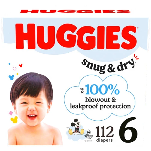 Huggies Size 6 Diapers, Snug & Dry Baby Diapers, Size 6 (35+ lbs), 112 Count, Packaging May Vary