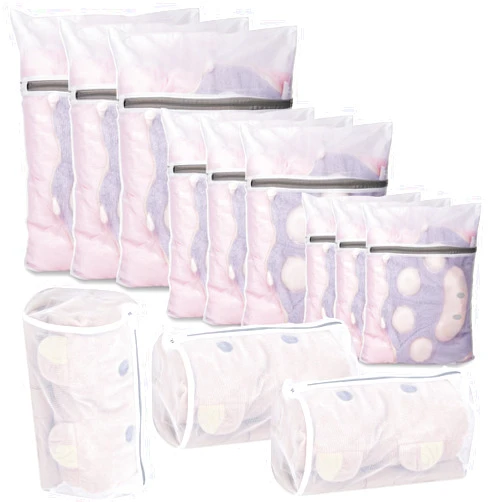 CXYARY 12PCS Mesh Laundry Bags for Delicates, 4 Sizes Laundry Bag Mesh Wash Bags With Premium Zipper, Durable Lingerie Wash Bag, Travel Laundry Bag (3 Large, 3 Medium, 3 Small, 3 Cylinder)
