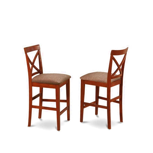 East West Furniture Pub Counter Stool-Linen Fabric Bar Height Dining Chairs, Set of 2, PBS-BRN-C