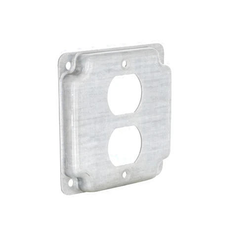 Hubbell-Raco 902C 1 Duplex Receptacle 4-Inch Square Exposed Work Cover, Silver
