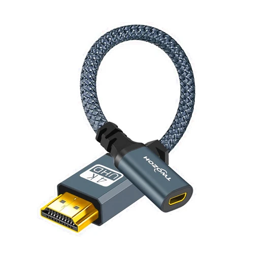 Twozoh Full size HDMI to Micro HDMI Female Adapter Cable, Micro HDMI Socket to HDMI Adapter Cable support 3D/4K 1080p.(20CM/0.6FT)