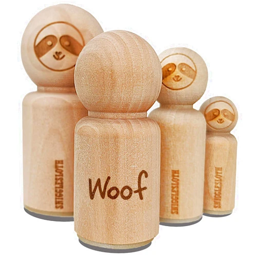 Sniggle Sloth Woof Dog Fun Text Rubber Stamp for Stamping Crafting Planners - 3/4 Inch Small