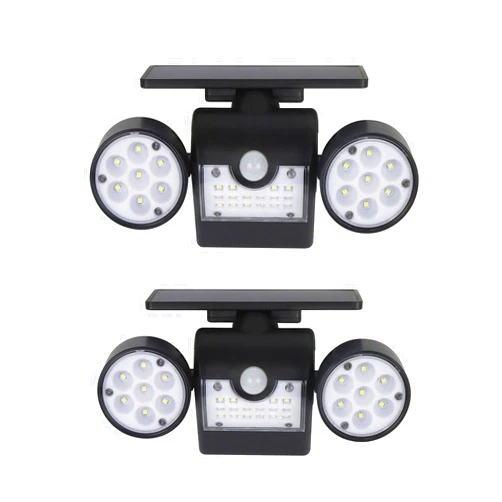 MONIPA Solar Motion Sensor Lights Outdoor, Super Bright LED Lamp IP65 Waterproof 360° Adjustable Solar Powered Wall Light Dual Head Spotlight Flood Security Lights for Yard Garage Patio Porch (2 Pcs)
