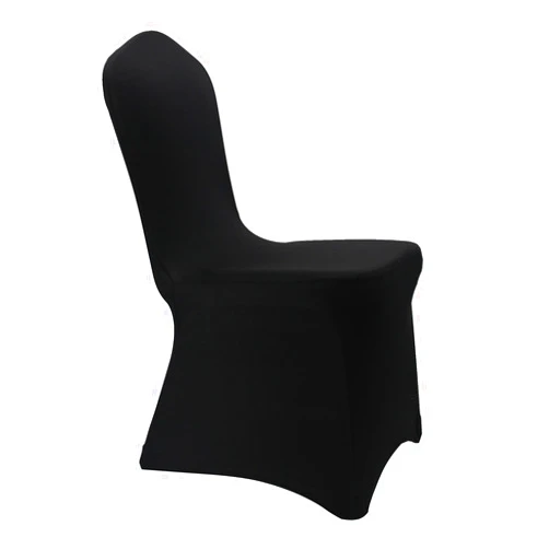 WELMATCH Black Stretch Spandex Chair Covers Wedding - 100 PCS Banquet Events Party Universal Dining Decoration Scuba Elastic Chair Covers Good (Black, 100)