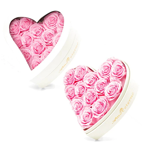 Amoueterno Flowers 13-Piece Forever Flowers, Heart-Shaped Leather Preserved Roses Box, Gifts for Women,Mom,Girl Friend, Mother’s Day Birthday Anniversary Christmas Valentine's Day Gifts for Her