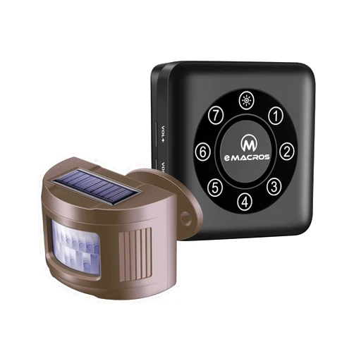 EMACROS Solar Driveway Alarm Wireless Sensor System & Driveway Sensor Alert System Weatherproof Security Outdoor Motion Sensor & Detector