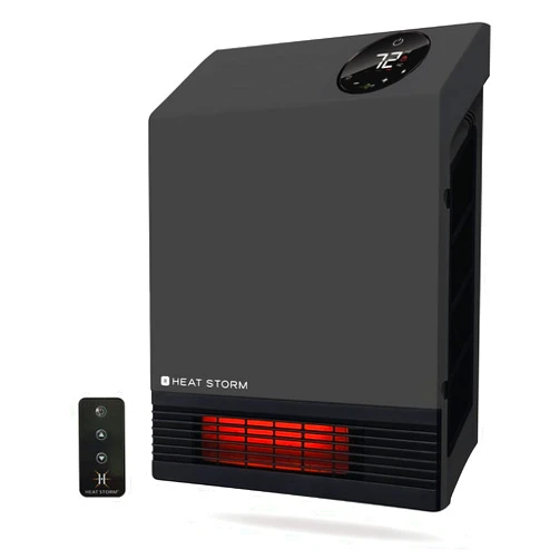 Heat Storm Wall Gray HS-1000-WX Deluxe Indoor Infrared Space Saving-1000 Watts-Remote Control-Home & Office Heater-Safe to Touch Grill, 13x4x17