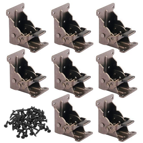 GENHAKON 8 Pack Folding Leg Brackets, Folding Table Leg Bracket, Self-Locking Hinge, Foldable Support Bracket with Screws for DIY Tables, Beds, Folding Workbenches, by GENHAKON