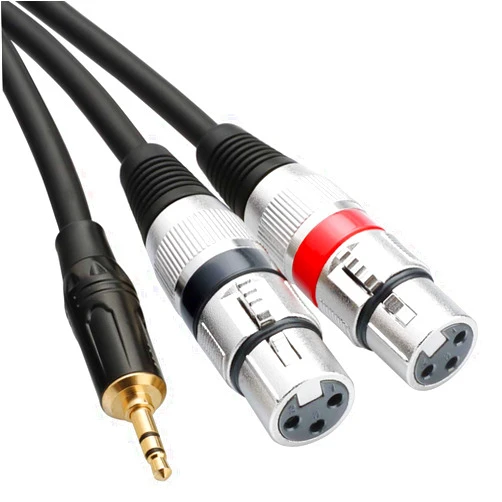 tisino Dual XLR to 3.5mm Stereo Mic Cable, 2 XLR Female to 1/8 Inch Mini Jack Y-Splitter Breakout Lead Microphone Cord - 6.6 feet