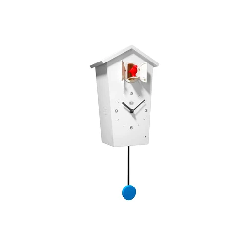KOOKOO Birdhouse White, modern design cuckoo clock with 12 natural bird voices or cuckoo call