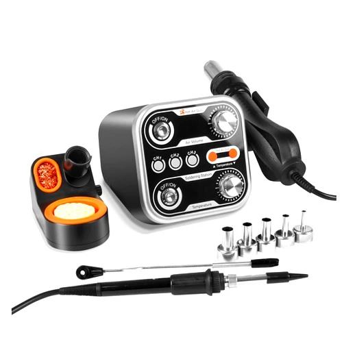 M-T 2 in 1 Hot Air Rework & Soldering Station, 760W High Power, Digital LED Display, 3 Preset Temps, Smart Sleep Mode, °F/°C, Temp Correction, SMD Rework for PCB Repair, Electronics, DIY