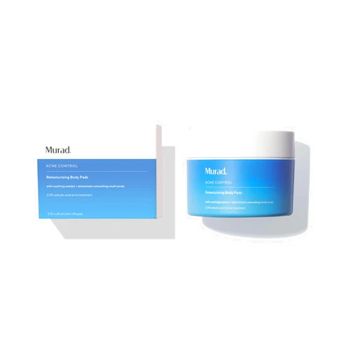 Murad Acne Retexturizing Face & Body Pads - Smooth + Soothe - with Azelaic + Bacteria-Targeting Multi-Acids to Soothe Irritation, Redness, and Providing Oil-Free Hydration, 45Pc