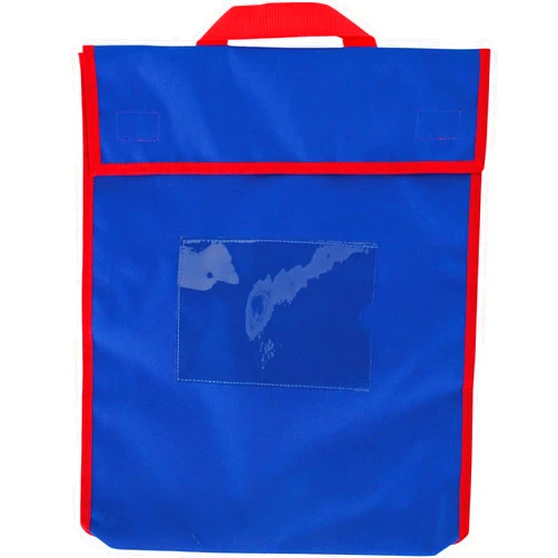 Really Good Stuff Store More Large Book Pouches, 12”x1”x15” (Set of 4) – Available in 16 Colors – Send Home Books and Homework in Durable Fabric Book Bag – Stitched-On Handle, Clear Name Tag Pocket