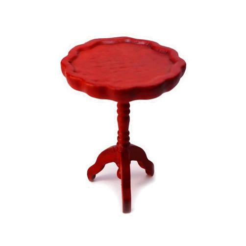 Cutemini Miniature Dollhouse End Table 1:12 Scale Wooden Furniture Round Side Tea Table Model for Dollhouse Living Room Scene Decoration Gift (Brown)