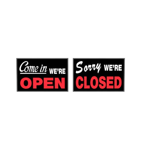The Hillman Group Hillman 839916 Come In We're Open, Sorry We're Closed 2 Sided Reversible Sign, Black, Red and White Plastic, 8x12 Inches 1-Sign