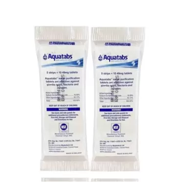 Aquatabs 100 Pack Water Purification Tablets (2 Packs of 50) Cleans up to 200 Liters, White, One Size (AQ4-01-316-2)