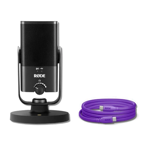 StreamEye Rode NT-USB Mini USB Microphone for Podcasting, Streaming, Gaming and Vocal Recording with Rode SC17-Purple USB-C to USB-C Cable (5')