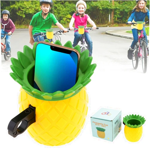 Tobefore Bike Cup Holder Cute Pineapple Drink Holder Bicycle Drink Holder Bike Coffee Cup Holder Bike Water Bottle Holder with Metal Clamp for Beach Cruiser Handlebars Bicycle Motorcycle Wheelchair