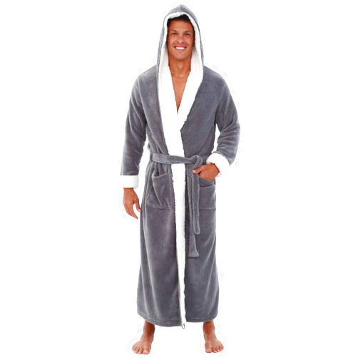 Alexander Del Rossa Plush Mens Robe with Hood, Hooded Big and Tall Robes for Men, Sherpa Fleece Winter Robe for Men