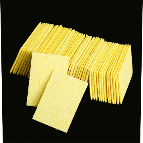 Hicello 50PCS Soldering Sponge, Replacement Soldering Iron Cleaning Pads Sponge, Yellow Soldering Iron Special High Temperature Sponge