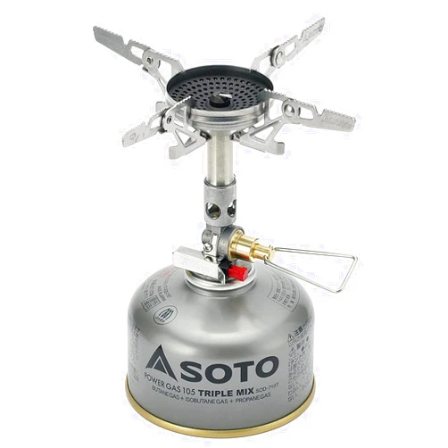 SOTO Windaster Stove with 4Flex - All-around Canister Stove For Windy Weather. Durable & Efficient Design with Built-in Windscreen and Micro Regulator Valve System - Compatible With Both Large And Small Pots - Canister NOT included