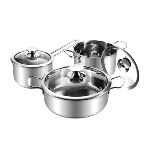 Wodillo Stainless Steel Cookware Set, 6-Piece Pots and Pans Set, Kitchen Induction Pots Set, Works with Electric and Gas Cooktops, Oven Safe, Stay-Cool Handle