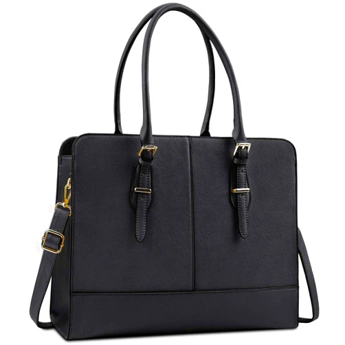 KTMOUW Laptop Bag for Women Leather 15.6 Inch Laptop Work Tote for Computer Bag Waterproof Business Office Professional Large Capacity Handbag School Shoulder Bag Black