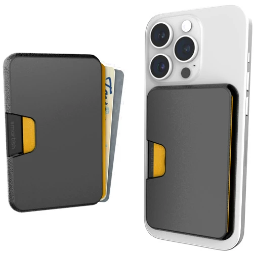 Smartish Wallet for MagSafe iPhones - Side Hustle - Slim Detachable Magnetic Card Holder for Apple iPhone 16/15/14/13/12 Models - Black Tie Affair