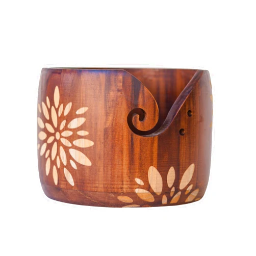 Glory to Glory Large Yarn Bowl | 5 in x 7 in Yarn Bowls for Crocheting Large | Unique Design Crochet Bowl | Pine Wood Crochet Bowls for Yarn | Yarn Holder for Crocheting, Knitting, or Macrame| Crochet Yarn Bowl